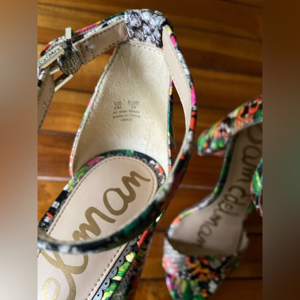 Sam Edelman Yaro-Strap Heel Floral Sandals - Picture 8 of 10